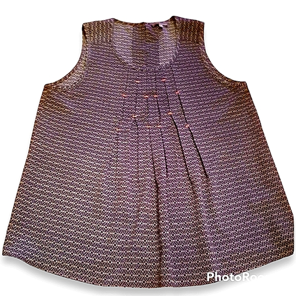 NWOT Market & Spruce Pleated Navy Blue Shell Blouse Sz S - Picture 1 of 6